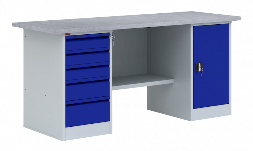 Двухтумбовый металлический верстак ВП-4Т 860х1900х685 мм